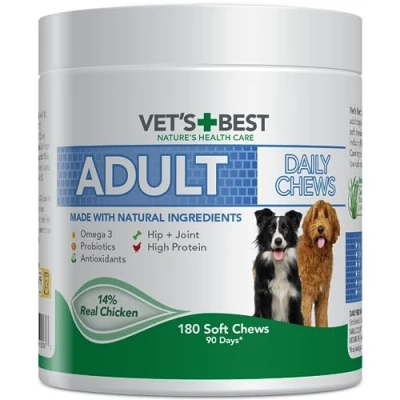 Afbeelding van 400g (180 Chews) Vet&#039;s Best Adult Daily Chews Kip Aanvullende voeding voor honden