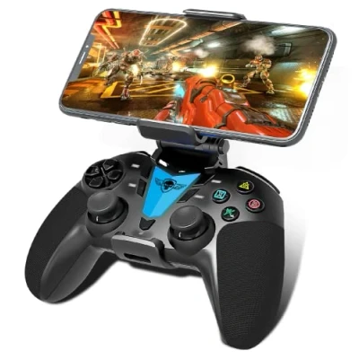 Image de Manette Telephone Android Bluetooth avec Bouton Programmable + Support Smartphone Inclus Compatible Iphone, Apple TV, iOS, Android, PS4, PS3 et PC Gamer Jouez à Fortnite, Call of Duty sur Mobile