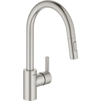 Afbeelding van GROHE QuickFix Feel 1 gats keukenkraan met hoge uitloop uittrekbare dual spray supersteel