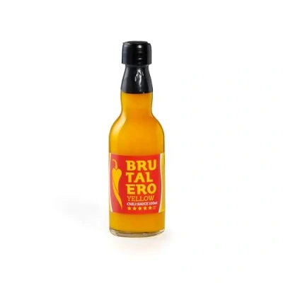 Image de Brutalero Scorpion Yellow 100 ml Sauce Piquante Fermentée Ultra Forte 80 % Fatalii &amp; Trinidad Artisanale de Croatie