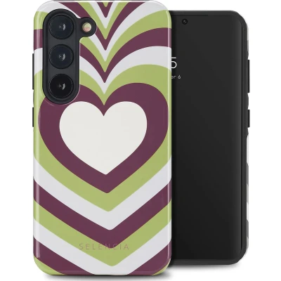 Afbeelding van Selencia Hoesje Geschikt voor Samsung Galaxy S23 Vivid Backcover Double Hearts Plum Fern