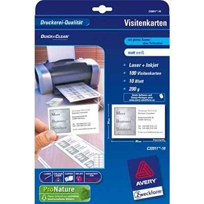 Afbeelding van AVERY Zweckform Quick &amp; Clean Visitekaartjes, wit, 200 g/m