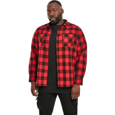 Afbeelding van Urban Classics Checked Overhemd, Heren, Maat: 4XL, Black/red