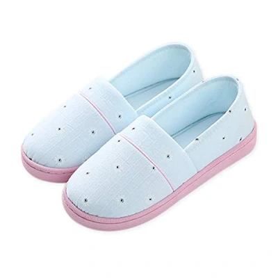 Afbeelding van AioTio Comfortabele damespantoffels van traagschuim, met antislip rubberen zool, Blauw