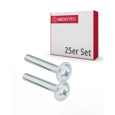 Afbeelding van Gedotec 25 stuks meubelschroeven M4 verzinkt staal H10644 greepschroeven voor meubelgrepen meubelconnector x 40 mm schroefdraadschroeven meubelgreep schroeven