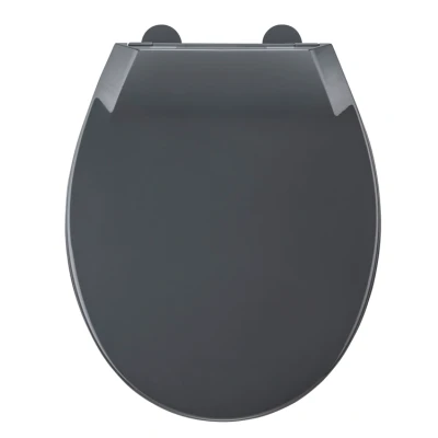 Afbeelding van Allibert wc bril MILA thermoplastiek soft close inox scharnieren afklikbaar grijs