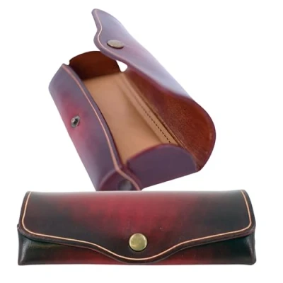 Afbeelding van Brillenkoker MIKA rood zadelleer 16x3x8cm