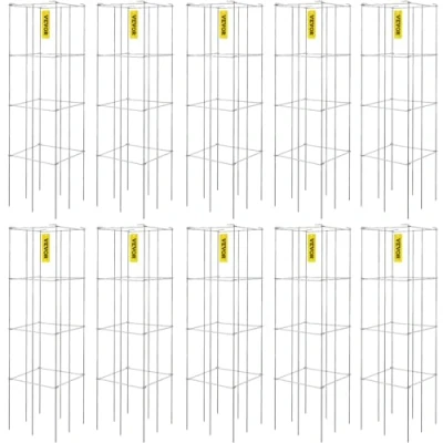 Image de VEVOR Cage de Support pour plantes à tomates, carré en acier, 3,8 pieds, vert, jardin, paquet 5