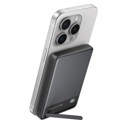 Afbeelding van Iniu Externe magnetische batterij MagPro Slim met 2 USB C poorten en kabel 10000 mAh Zwart