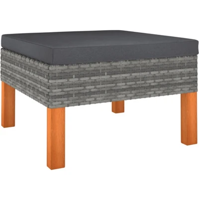 Afbeelding van Loungeset Poly Rattan En Massief Eucalyptushout 1 / Grijs Voetensteun