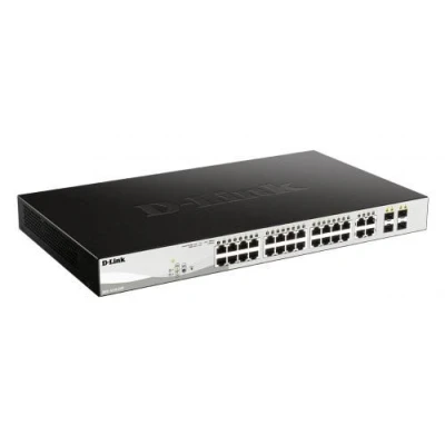 Image de D Link DGS 1210 24P Commutateur intelligent 24 x 10/100/1000 (PoE+) + 4 combo Gigabit Ethernet / SFP de bureau, Montable sur rack PoE+ (193 W)
