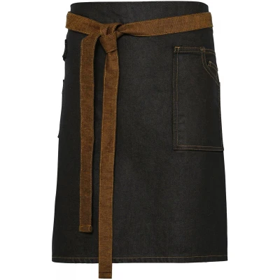 Afbeelding van Premier Division Waxed look Denim waist apron PR135 Black / Tan