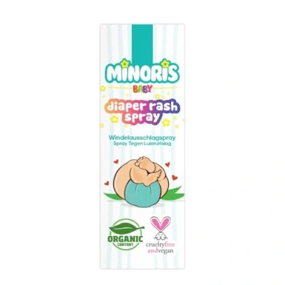 Afbeelding van Minoris Baby Luieruitslag Spray, Snelle Verlichting met Zinkoxide &amp; Biologische Inhoud, Hypoallergeen, Geurvrij, Veilig voor Gevoelige Huid, Verzacht Voorkomt Luieruitslag, Dermatologisch Getest, 100 ml