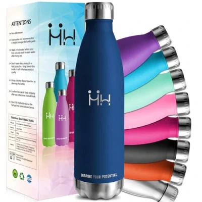 Image de HoneyHolly Gourde Isotherme, Acier Inoxydable 18/8, Bouteille 1000ML Sans BPA, Inox Enfant, Étanche Double Isolation, pour Le Camping, Les Écoles, Gymnases