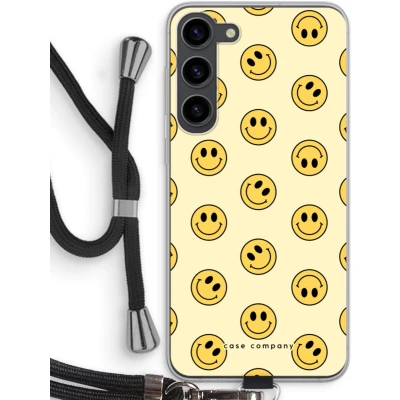 Afbeelding van Case Company® hoesje met Koord geschikt voor Samsung Galaxy S23 Plus Smiley N2 Telefoonhoesje Zwart Bescherming aan alle Kanten en Over de Schermrand