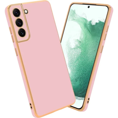 Afbeelding van Cadorabo Hoesje geschikt voor Samsung Galaxy S22 PLUS in Glossy Roze Goud Beschermhoes Case Cover van flexibel TPU silicone en met camerabescherming