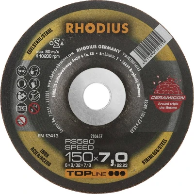 Afbeelding van RHODIUS 210657 Afbraamschijf Diameter 150 mm Boordiameter 22.23 RVS, Staal, Gegoten 1 stuk(s)