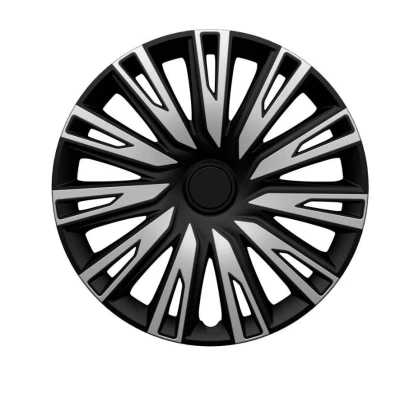 Afbeelding van AutoStyle Set PP 5566SB Wieldoppen 16duim zilver, zwart