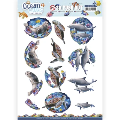 Afbeelding van 3D Push Out Amy Design Ocean Wonders Sea Turtle
