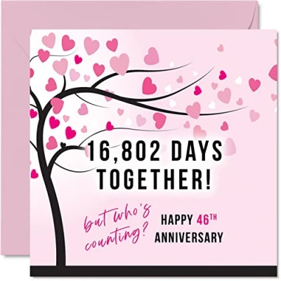 Afbeelding van Grappige wenskaart voor de 46e verjaardag vrouw of echtgenoot 16802 Days Together I Love You Gifts trouwdag partner, 145 mm x
