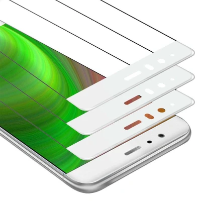 Afbeelding van Cadorabo 3x Screenprotector geschikt voor Huawei P9 Volledig scherm pantserfolie Beschermfolie in TRANSPARANT met WIT Getemperd (Tempered) Display beschermend glas 9H hardheid 3D Touch