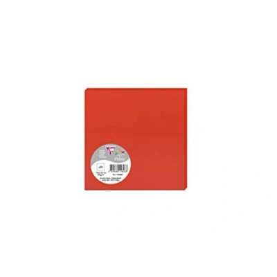 Afbeelding van Clairefontaine 11848C verpakking met 25 afzonderlijke kaarten vierkant, 13,5 x cm 210 g kleur: koraalrood uitnodigingskaarten voor evenementen en overeenstemming pollen serie premium papier glad