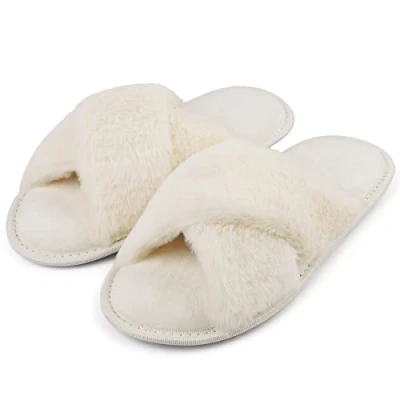 Afbeelding van riemot Pantoufles d&#039;hiver En peluche pour femme mousse à mémoire de forme Confortables Antidérapantes et moelleuses Beige Taille 40 41, beige, 40/41 EU