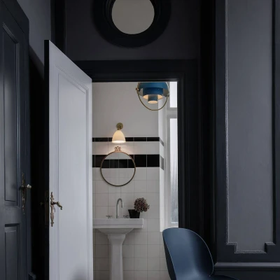 Afbeelding van Gubi hanglamp Lite, Ø 36 cm, messing/blauw