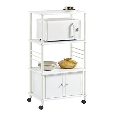 Afbeelding van SoBuy® Frg12 w opbergkast voor keuken, wielen, keukenwagen, magnetron, met wieltjes van hout