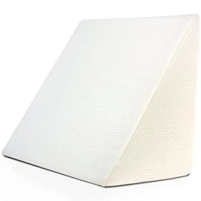 Afbeelding van Purovi Driehoekig Multifunctioneel Kussen Leeskussen voor Bed, Rugleuning Ondersteuning Sofa Kussen, Schuim Booster met 2 Verhogingen Beige