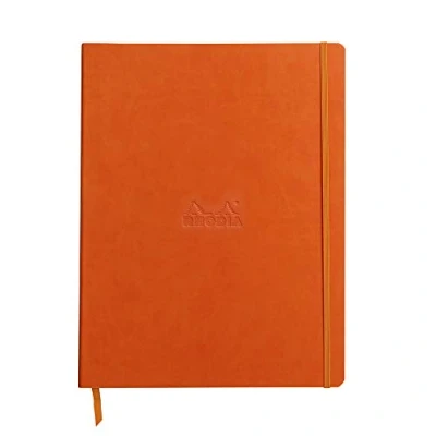 Afbeelding van RHODIA 117714C Notitieboek, zacht, mandarijn, A4+, 22 x 29,7 cm, gelinieerd, 160 p, afneembaar, lichtbruin papier, 90 g/m², bladwijzer, elastische sluiting, kunstleer