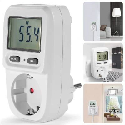 Afbeelding van Cheqo® Energiemeter Stroomverbruikmeter Voor Nauwkeurige Energieberekening Binnen ABS Geaard 10.8 x 6.4 7.4 cm LCD Display Gebruiksvriendelijk Verbruiksmeter Energiekosten Stopcontact Kwh Meter Elektriciteitsmeter