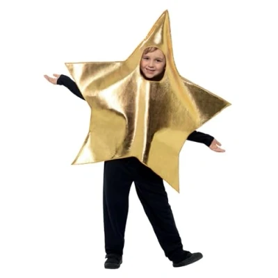 Afbeelding van Smiffys Glanzend sterkostuum, goudkleurig, met tabard, voor alle maten tot 7 a
