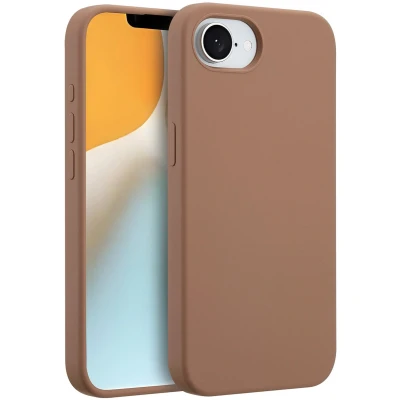 Afbeelding van Accezz Hoesje geschikt voor iPhone 16e Liquid Silicone Backcover MagSafe Lichtbruin