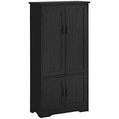 Afbeelding van HOMCOM Keukendressoir, moderne keukenkast, meerdere vakken, 2 kasten, 3 planken, MDF, spaanplaat, zwart