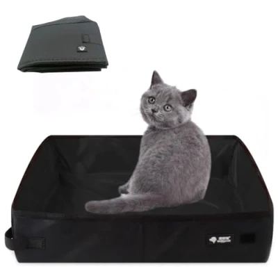Afbeelding van Reiskattenbak, draagbaar, opvouwbaar, 50 x 40 cm, XL, waterdicht, schoon en zacht, geschikt voor buiten, camping, toilet, park, reizen, thuis (XL, zwart)