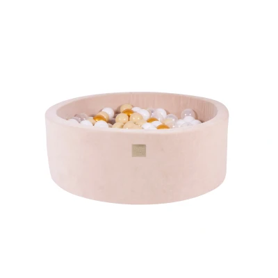 Afbeelding van Ballenbak inclusief 200 ballen Ecru Ballenbakje.nl Goud Beige Transparant Wit
