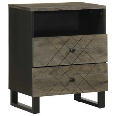 Afbeelding van vidaXL Nachtkastje 50x33x62 cm massief mangohout zwart