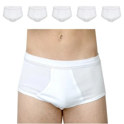 Afbeelding van SES Set van 5 herenslips met inzetstuk en zachte tailleband 100% katoen, Wit