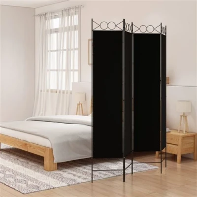 Afbeelding van vidaXL Kamerscherm met 4 panelen 160x200 cm stof zwart