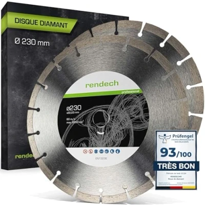 Afbeelding van Professionele diamantschijf 125 mm, 230 mm diamantdoorslijpschijf voor beton, steen, graniet 10 segementhoogte diamantgereedschap diamantslijpschijf 2er Pack Ø 230mm zilver