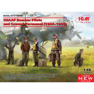 Afbeelding van 1:48 ICM 48088 USAAF Bomber Pilots and Ground Personnel (1944 1945) Plastic Modelbouwpakket