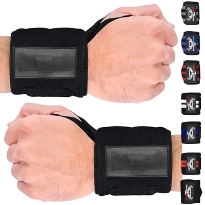 Afbeelding van BEAST RAGE Gewatteerde gewichthefriemen van katoen met gel, geavanceerde handgrepen, robuuste gewichthefriemen, antislip, voor gewichtheffen en deadlifts, volledige zwarte banden
