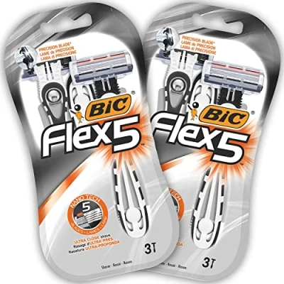 Image de BIC Flex 5 Rasoirs jetables pour homme lames mobiles un rasage de près, contrôle solide, lot 6