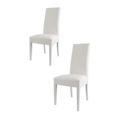Afbeelding van Tommychairs Luisa Eetkamerstoelen Set van 2 Wit Kunstleer &amp; Hout