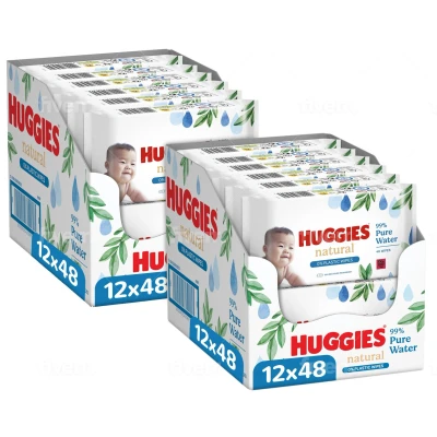Afbeelding van Huggies Natural 0% Plastic Billendoekjes 1152 babydoekjes 24 x 48