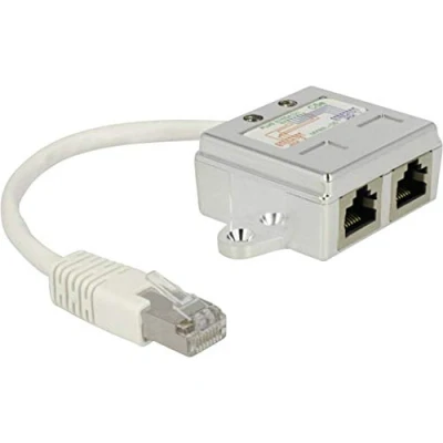Afbeelding van Delock RJ45 Netwerk Adapter CAT 5 [1x stekker 2x bus] 15.00 cm Wit