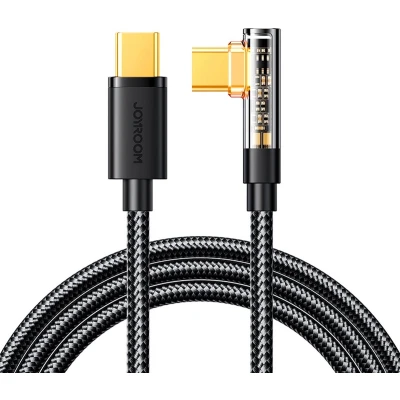 Afbeelding van Joyroom haakse USB C kabel voor snel opladen en gegevensoverdracht 100W 1,2 m zwart (S CC100A6)