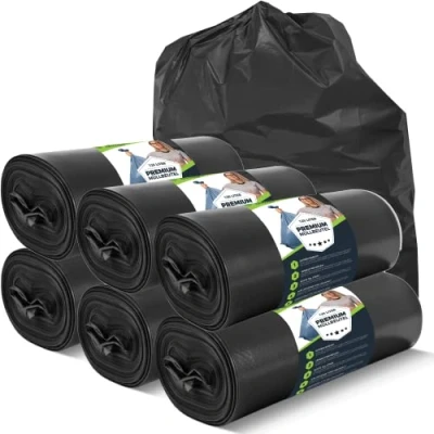 Afbeelding van 200 stuks vuilniszakken 120 liter extra sterk 20 rollen à 10 zakken scheurvast XXL type 100 70 µ 700 x 1100 mm Heavy Duty zwart