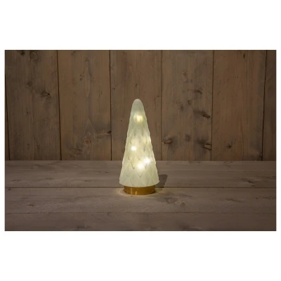 Afbeelding van Anna&#039;s Collection Glazen Boom Met Gouden Voet Kerstverlichting 10.5x24.5 cm Wit Warm 10 led